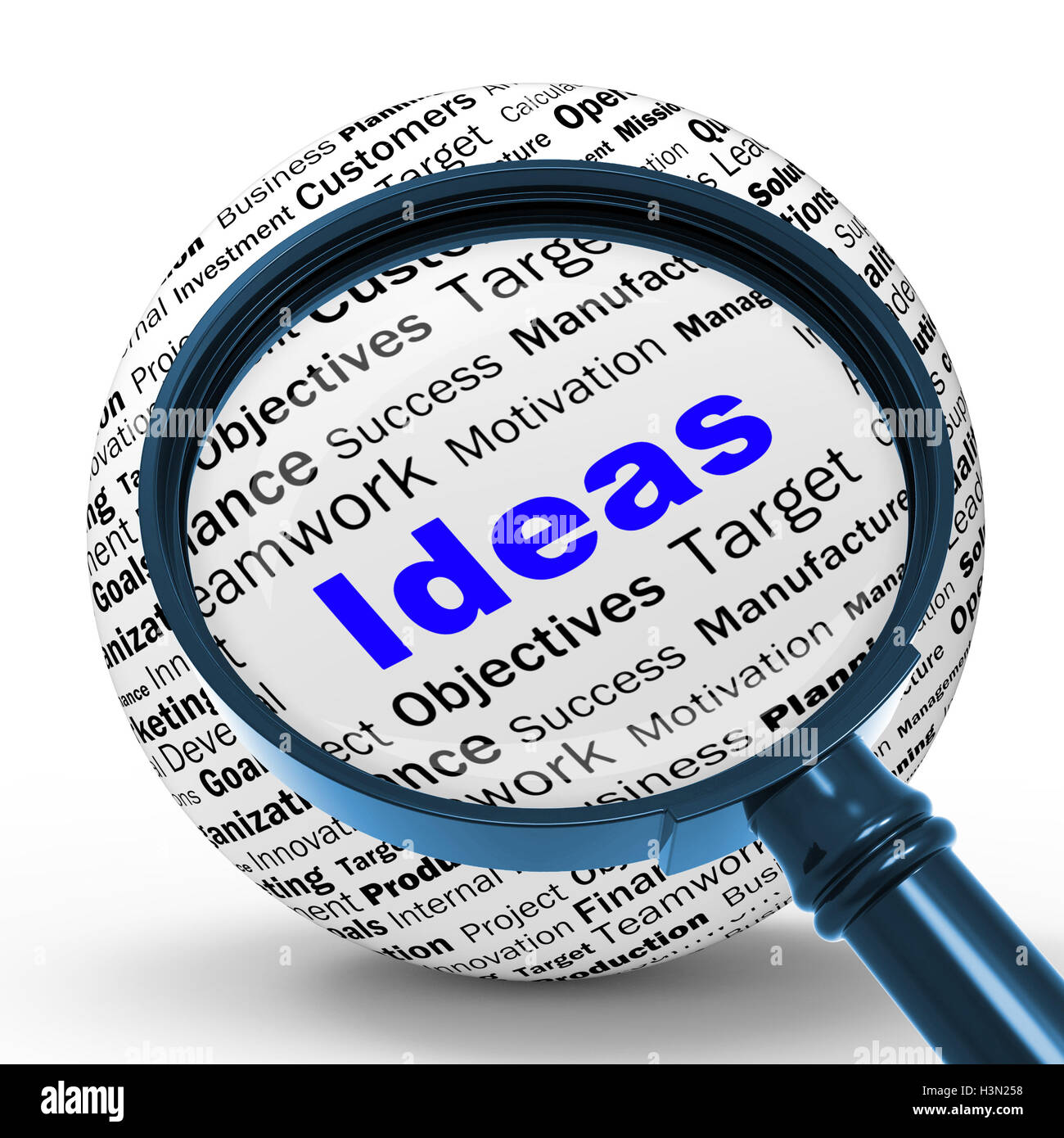 Ideas Magnifier Definition Shows Creativity And Innovation Stock Photo