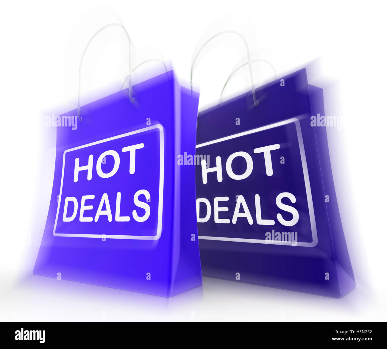 Hot Deals Shopping Bags Show Shopping  Discounts and Bargains Stock Photo