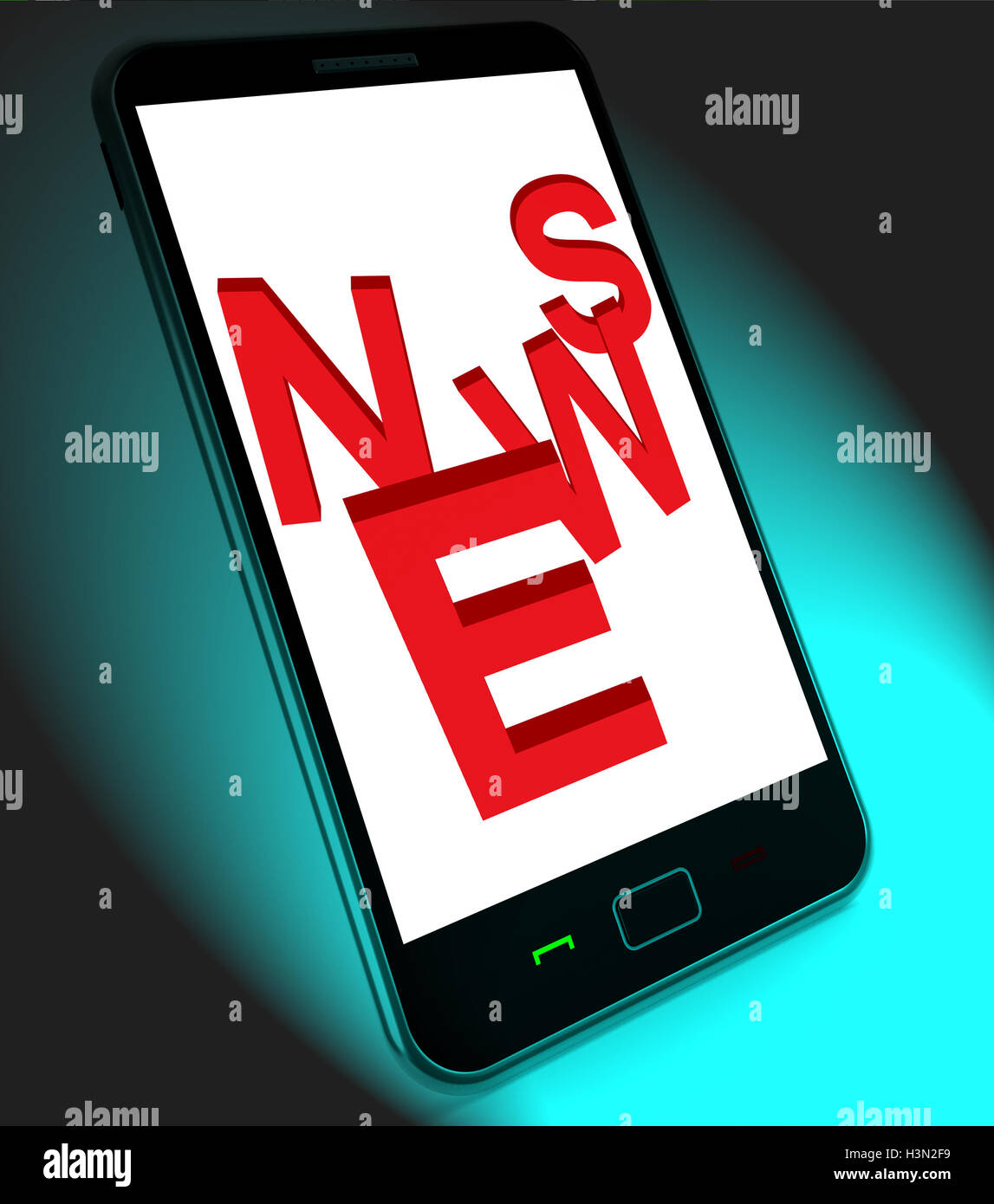 News On Mobile Shows Update Information or Newsletter Stock Photo