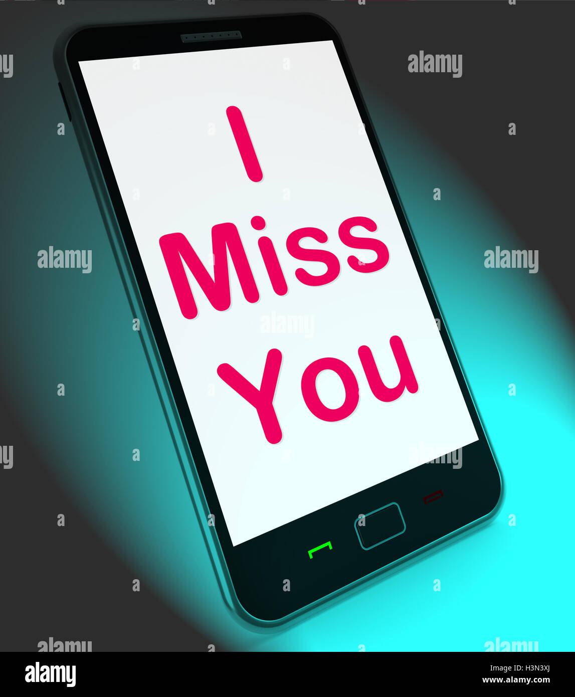 I Miss You On Mobile Means Sad Longing Relationship Stock Photo