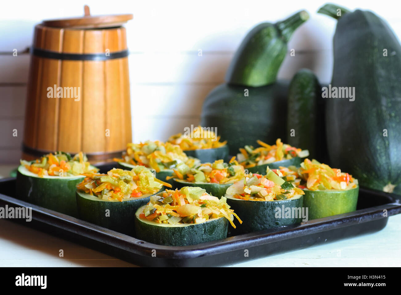 zucchini stuffed with vegetables dish Stock Photo Alamy