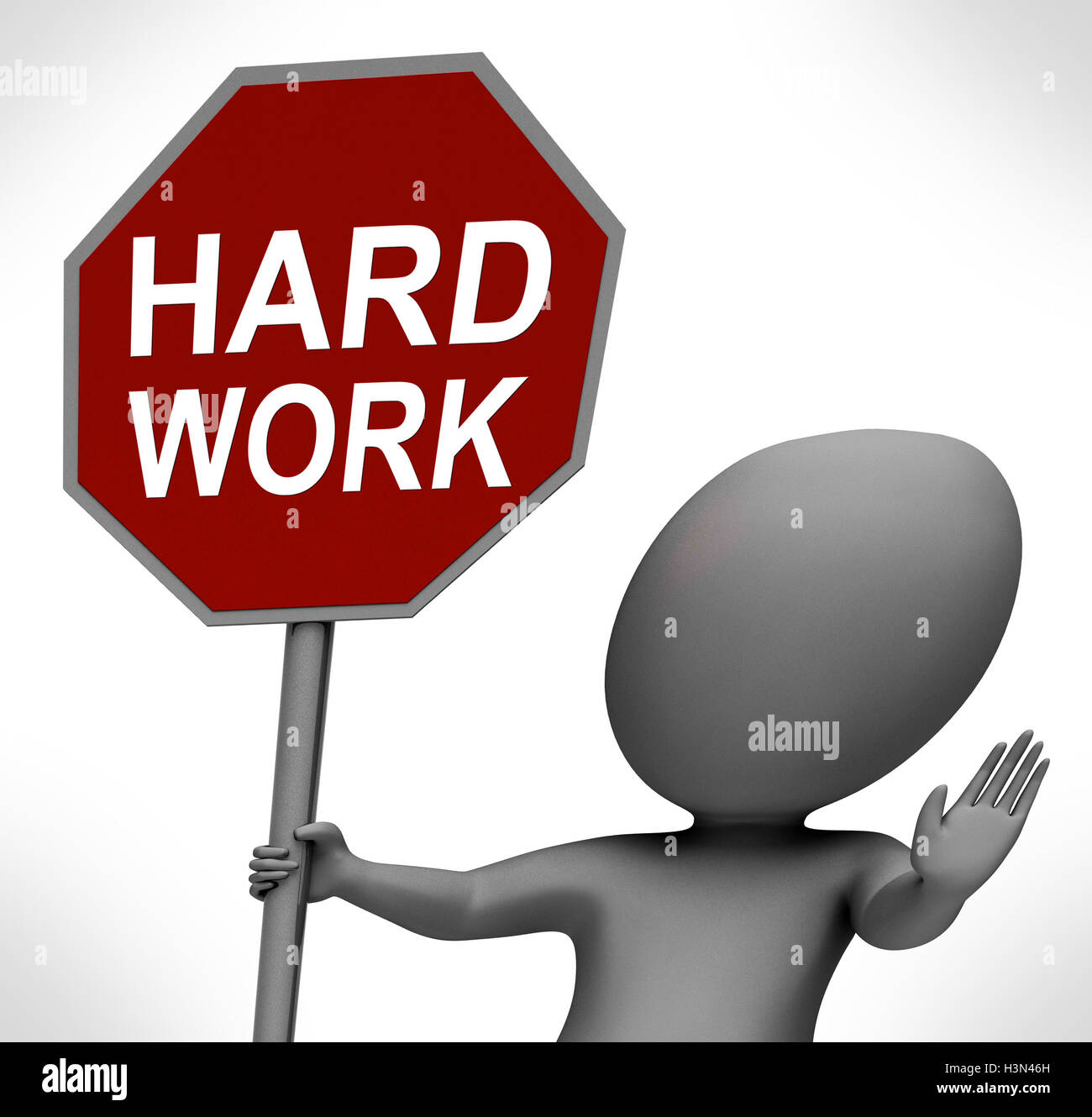 Hard Work Red Stop Sign Shows Stopping Difficult Working Labour Stock Photo
