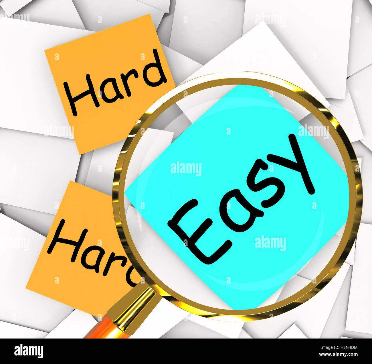 Easy Hard PostIt Papers Mean Ease Or Difficulty Stock Photo Alamy