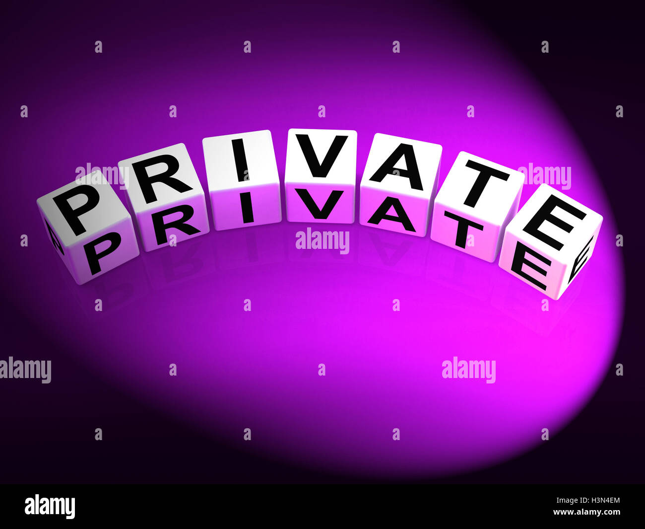 Private Dice Refer to Confidentiality Exclusively and Privacy Stock Photo