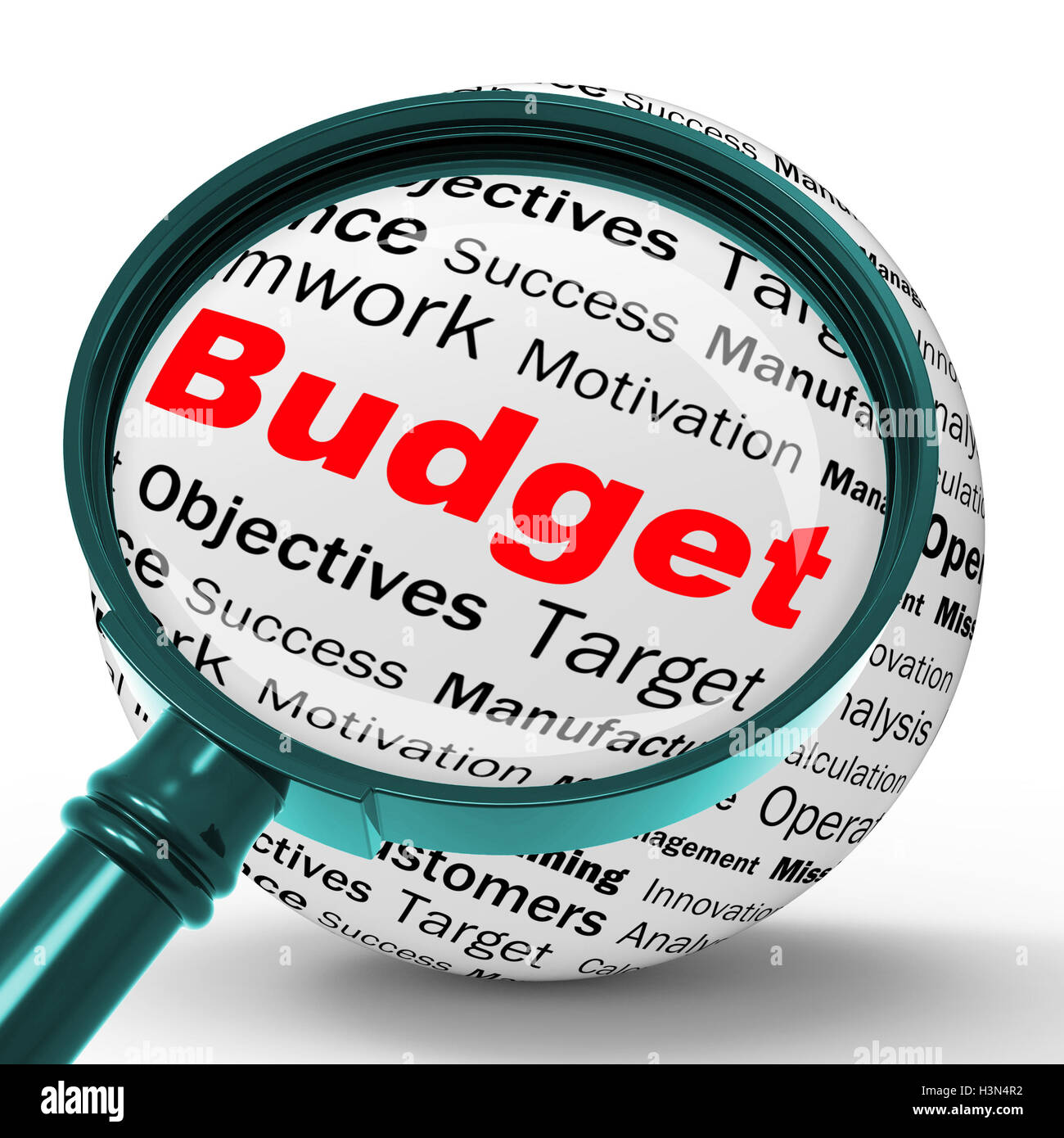 Budget Magnifier Definition Shows Financial Management Or busine Stock Photo
