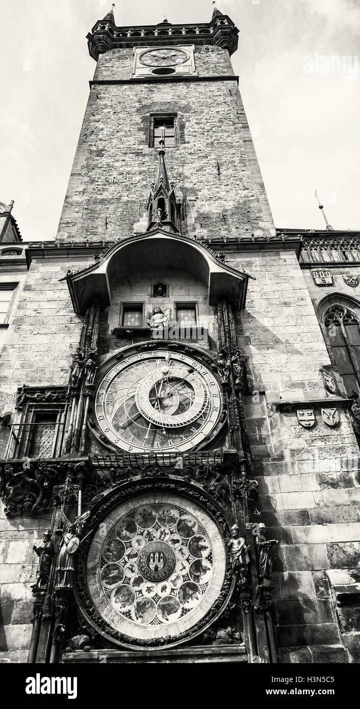 Old town hall with astronomical clock in Prague. Cultural heritage