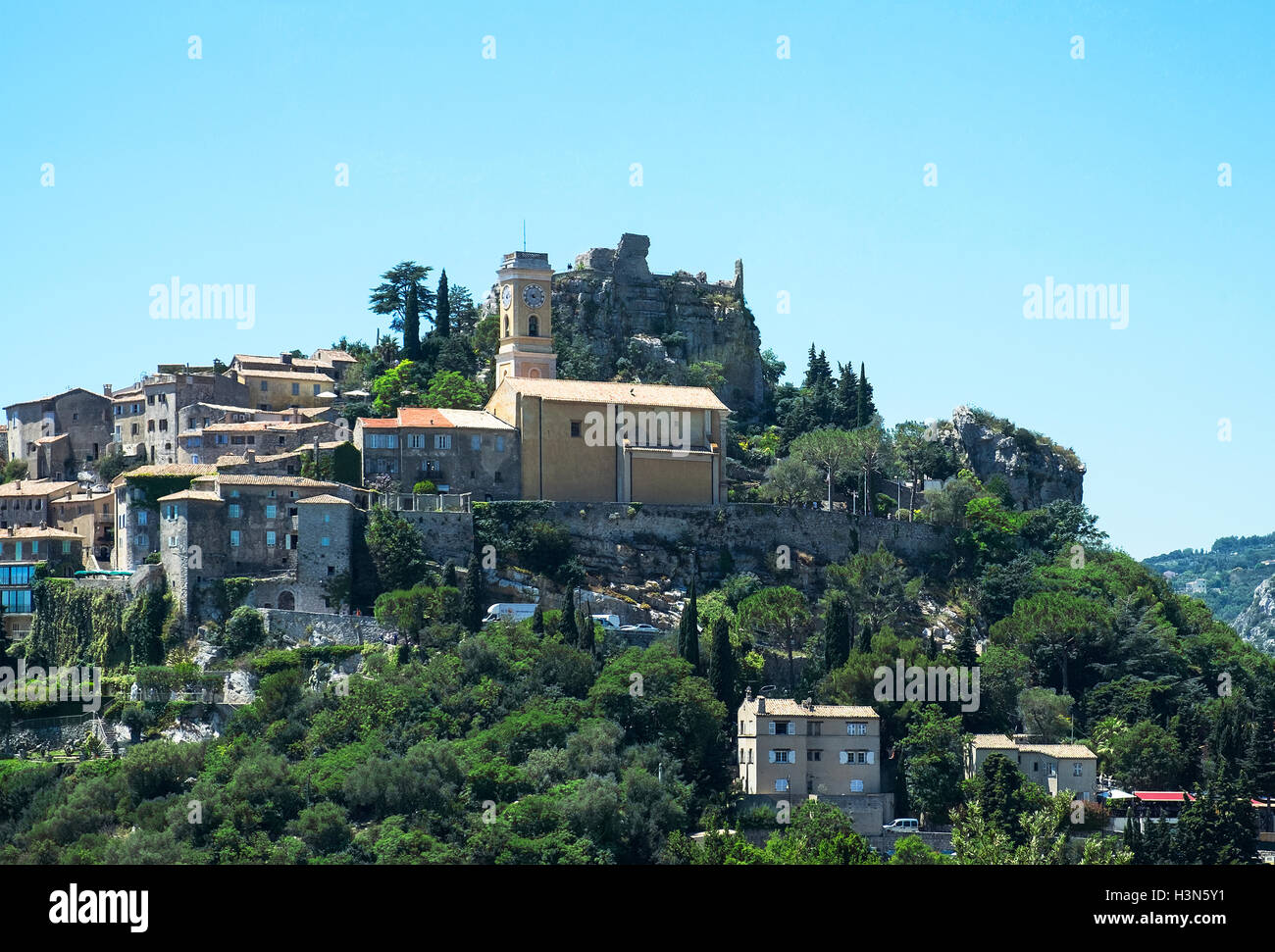 The 12th century fortified village of Eze high in the Alpes-Maritimes ...