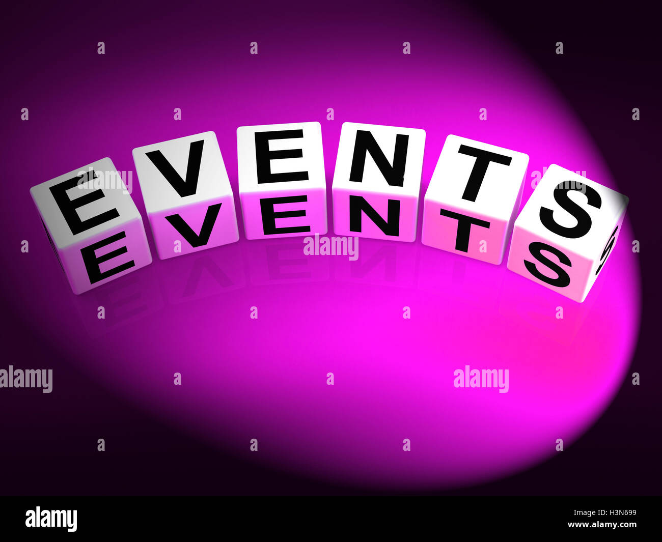 Events Dice Represent Functions Experiences and Occurrences Stock Photo