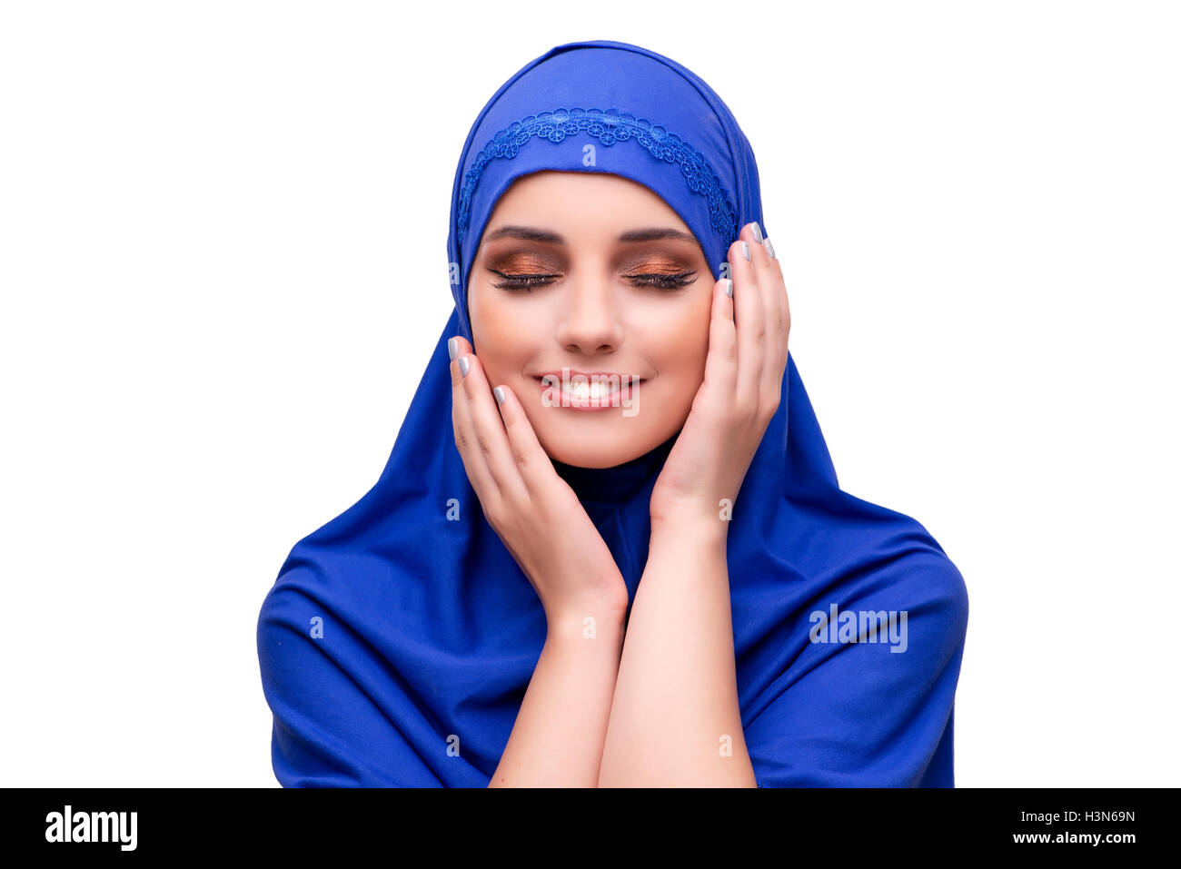 Woman in traditional muslim clothing isolated on white Stock Photo - Alamy
