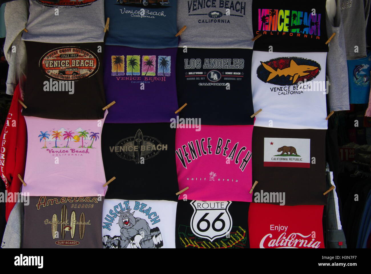 T Shirt souvenirs, Venice Beach, California, USA Stock Photo