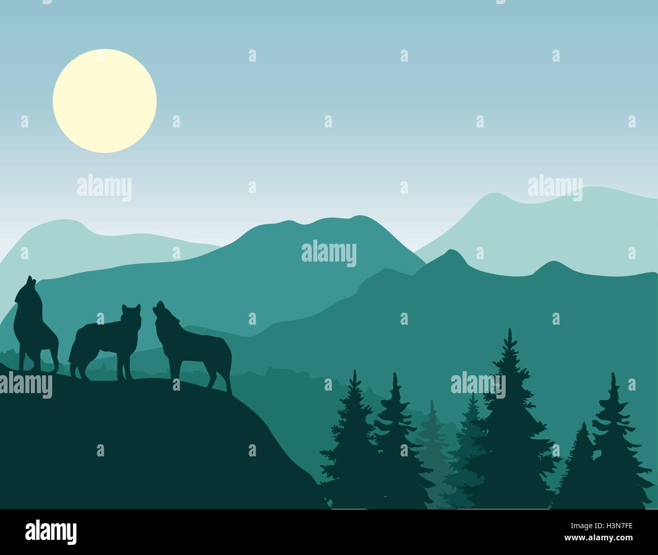 vector illustration of mountains and tree background Stock Vector Image ...