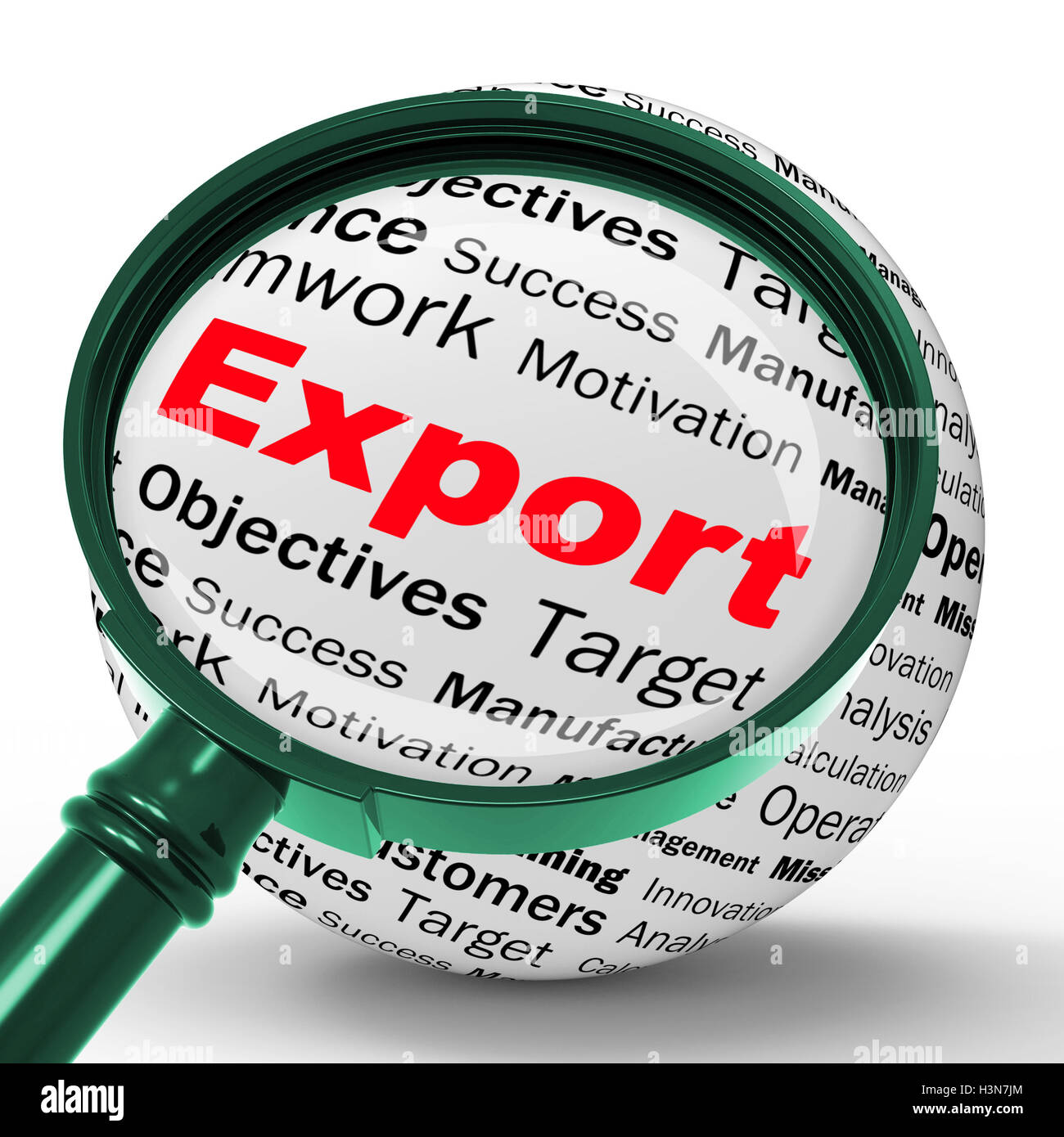 Export Magnifier Definition Shows Abroad Selling And Exportation Stock Photo