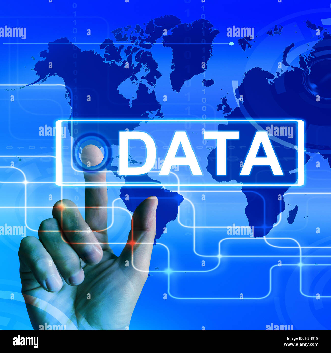 Data Map Displays an International or Worldwide Database Stock Photo