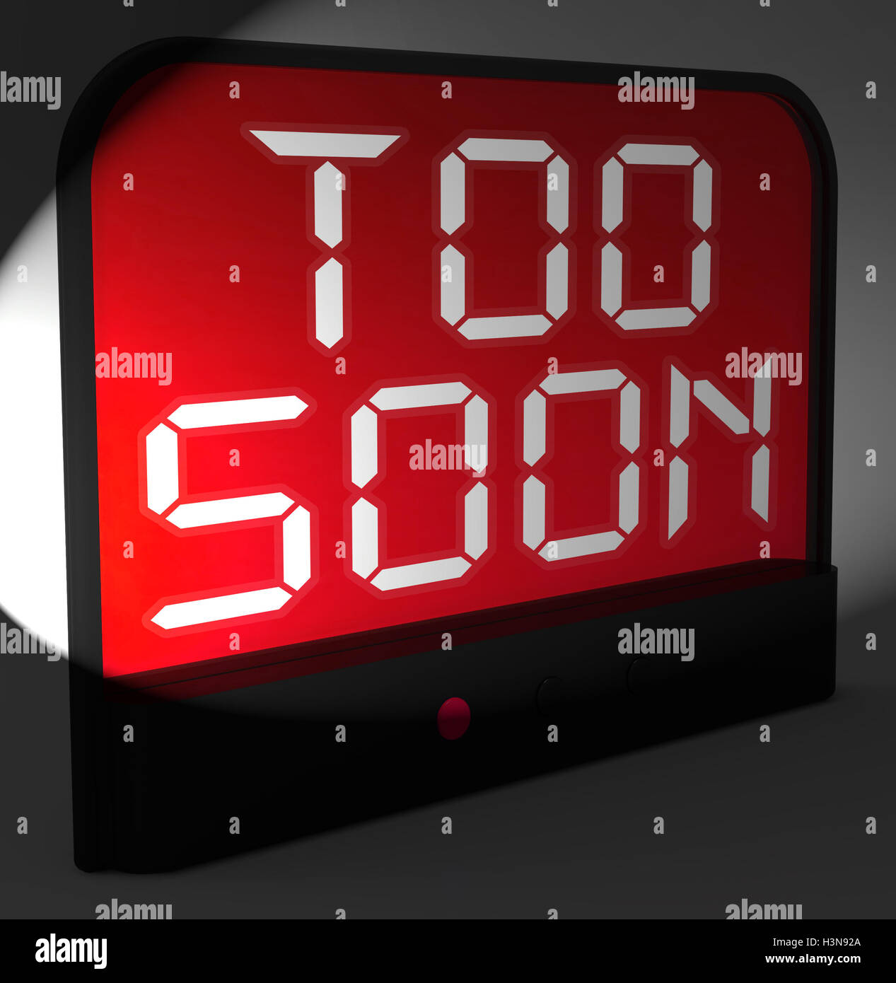Too Soon Digital Clock Shows Premature Or Ahead Of Time Stock Photo