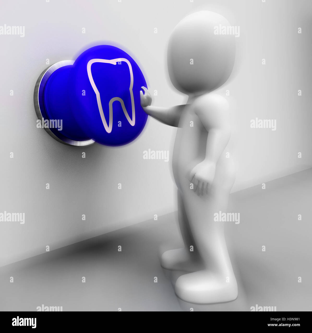 Tooth Pressed Means Oral Health Or Dentist Appointment Stock Photo
