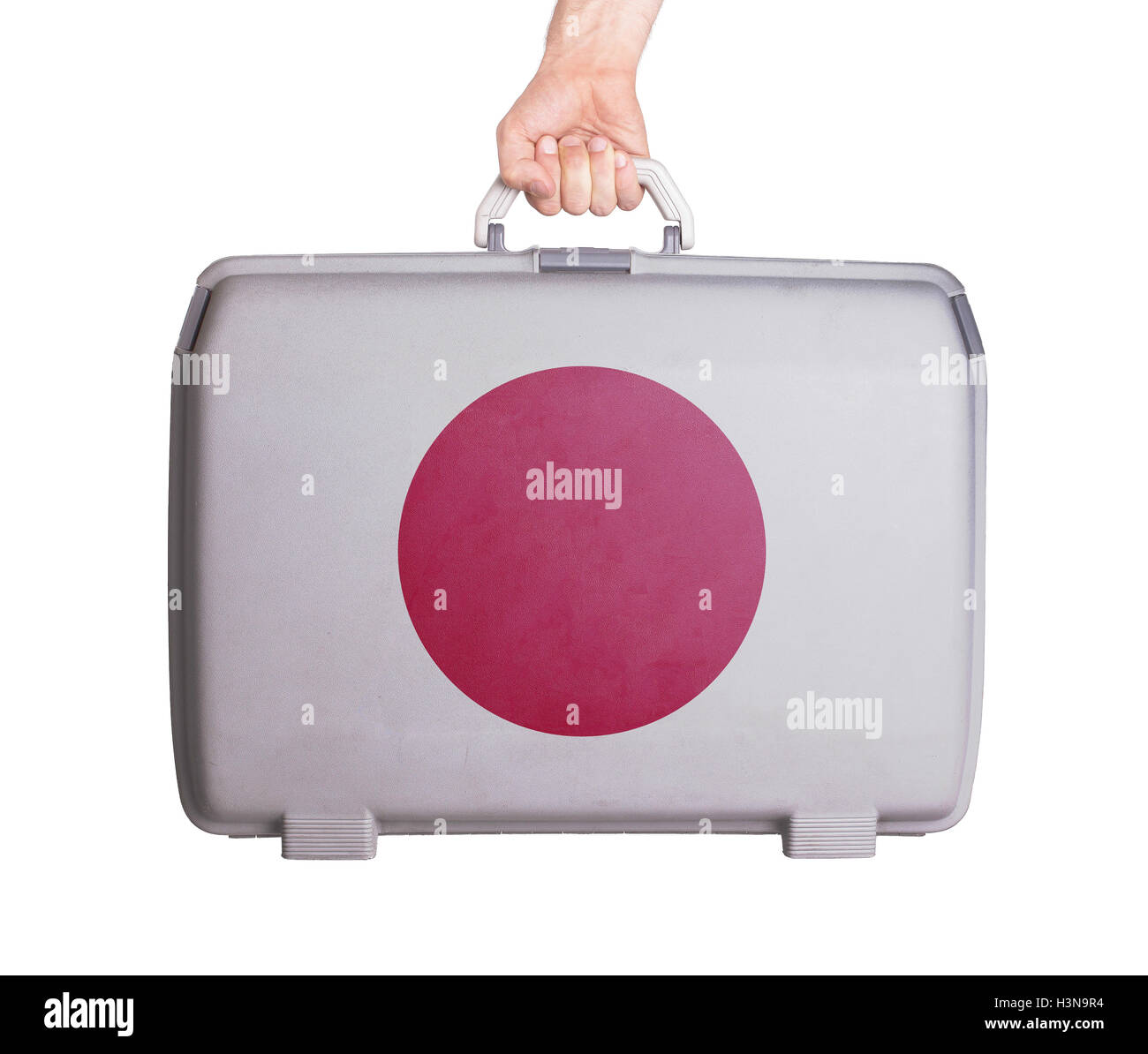 Used plastic suitcase with stains and scratches Stock Photo Alamy