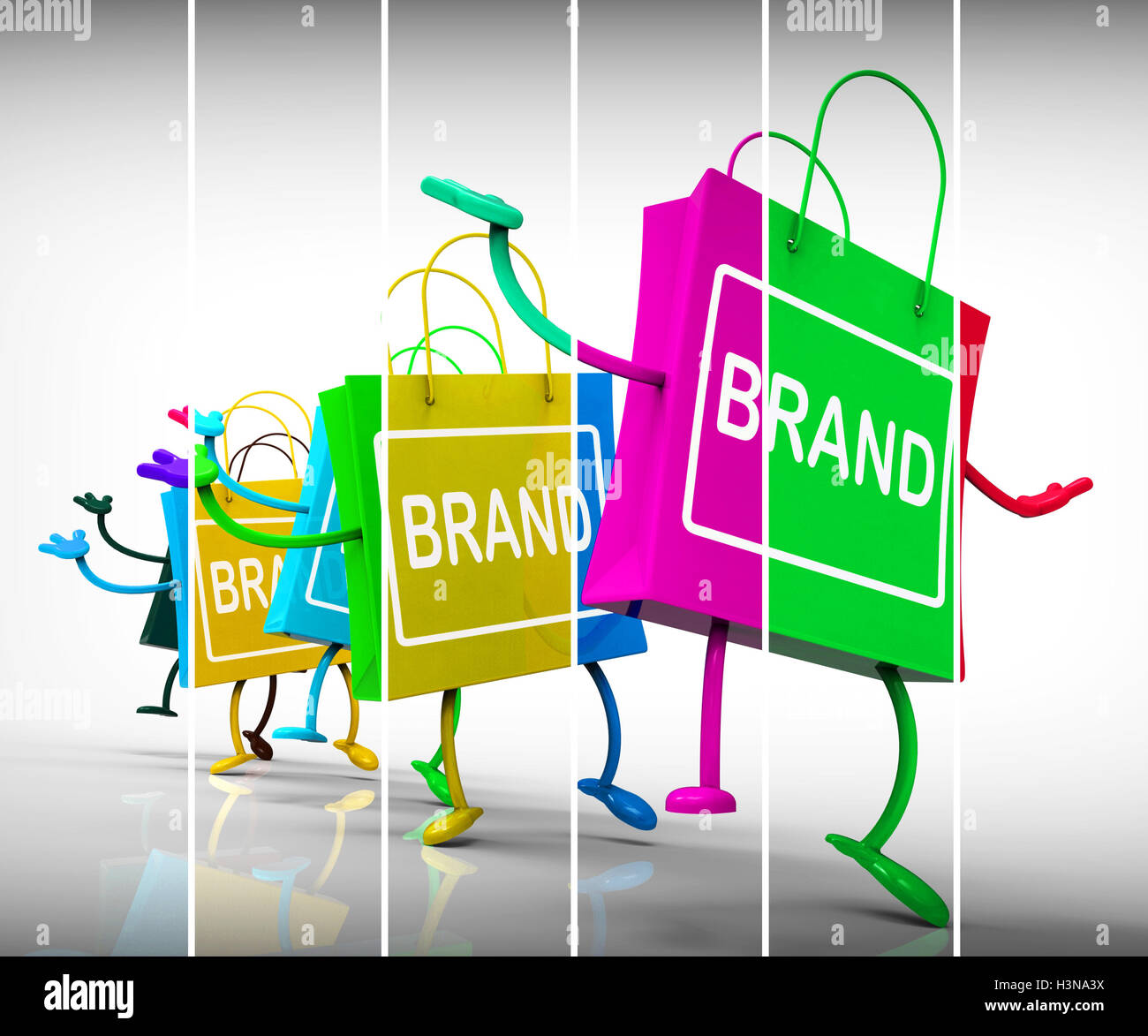 Brand Shopping Bags Represent Brands, Marketing, and Labels Stock Photo