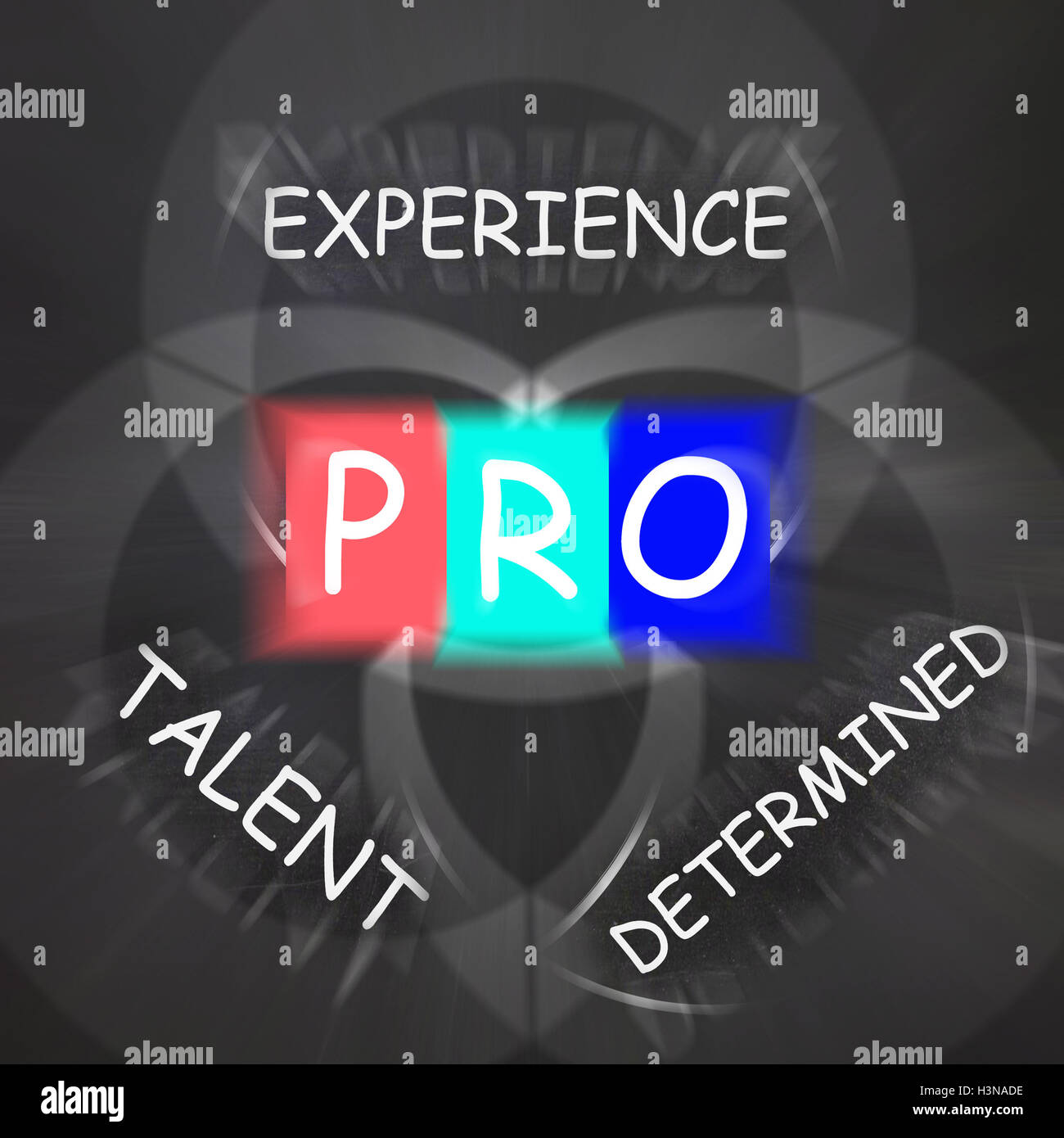 PRO On Blackboard Displays Great Experience And Excellence Stock Photo