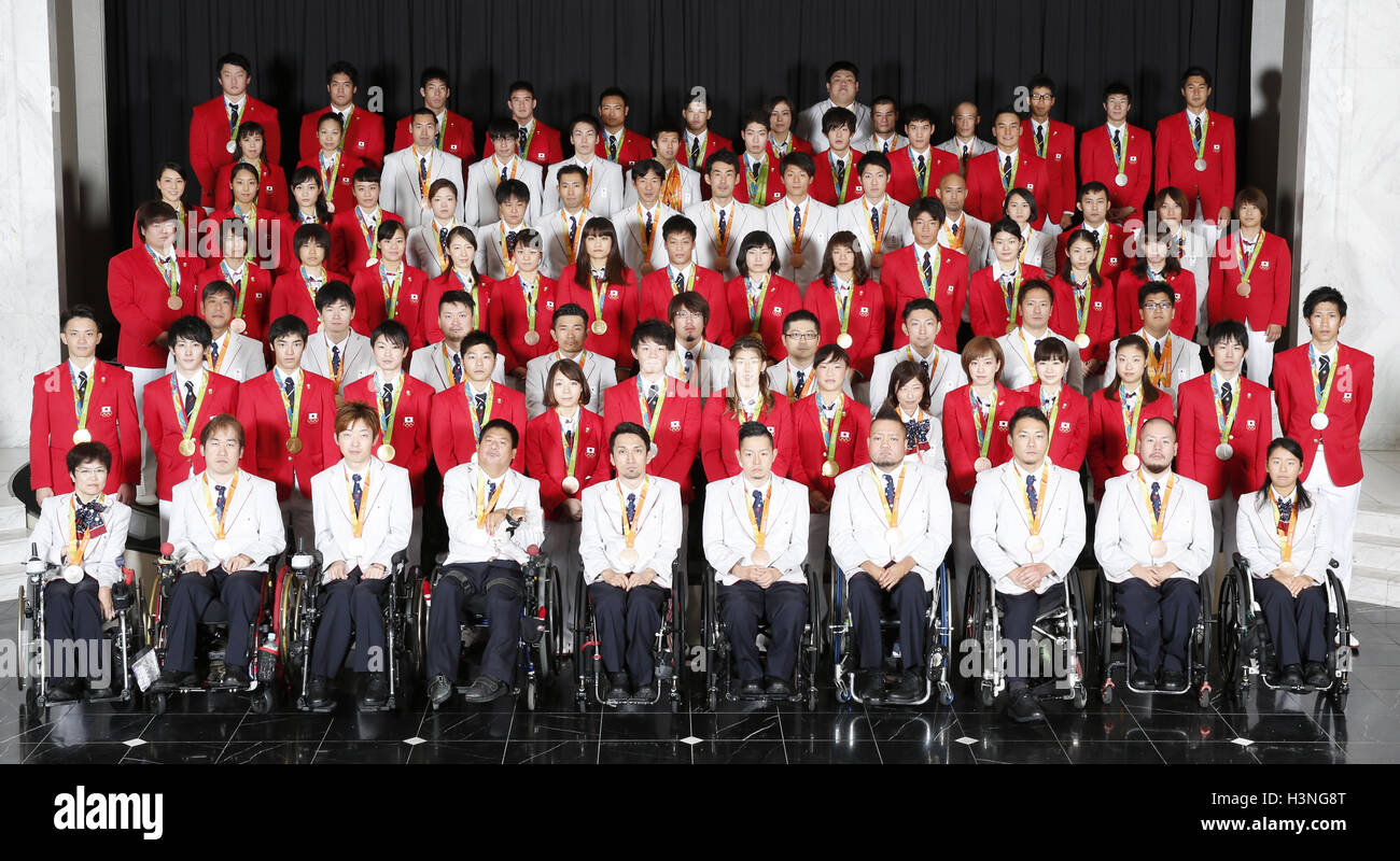 Japanese medalists of the Rio 2016 Olympic and Paralympic Games pose ...