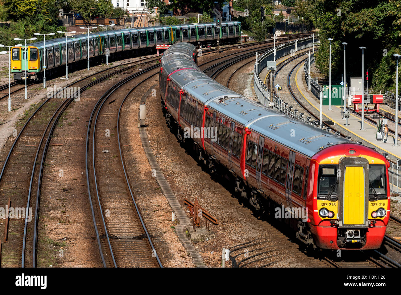 Brighton, UK. 11th October, 2016. A train arriving at Brighton Station on day one of the RMT strike on Southern Railways Credit: Andrew Hasson/Alamy Live News Stock Photo