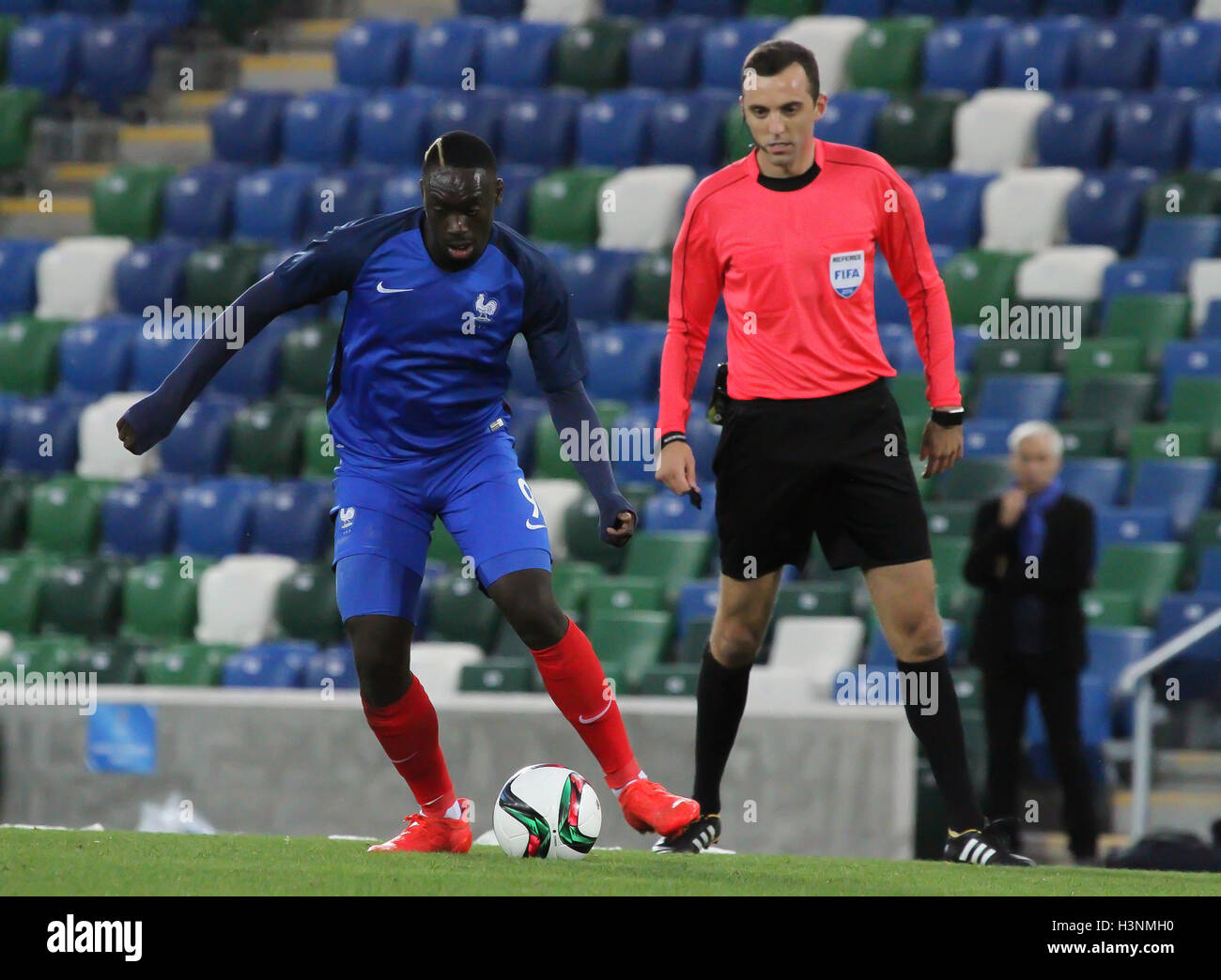 National Football Stadium at Windsor Park, Belfast, Northern Ireland, 11 Oct 2016. Jean-Kevin Augustin scored two goals in the 0-3 win in Belfast tonight. David Hunter/Alamy Live News. Stock Photo