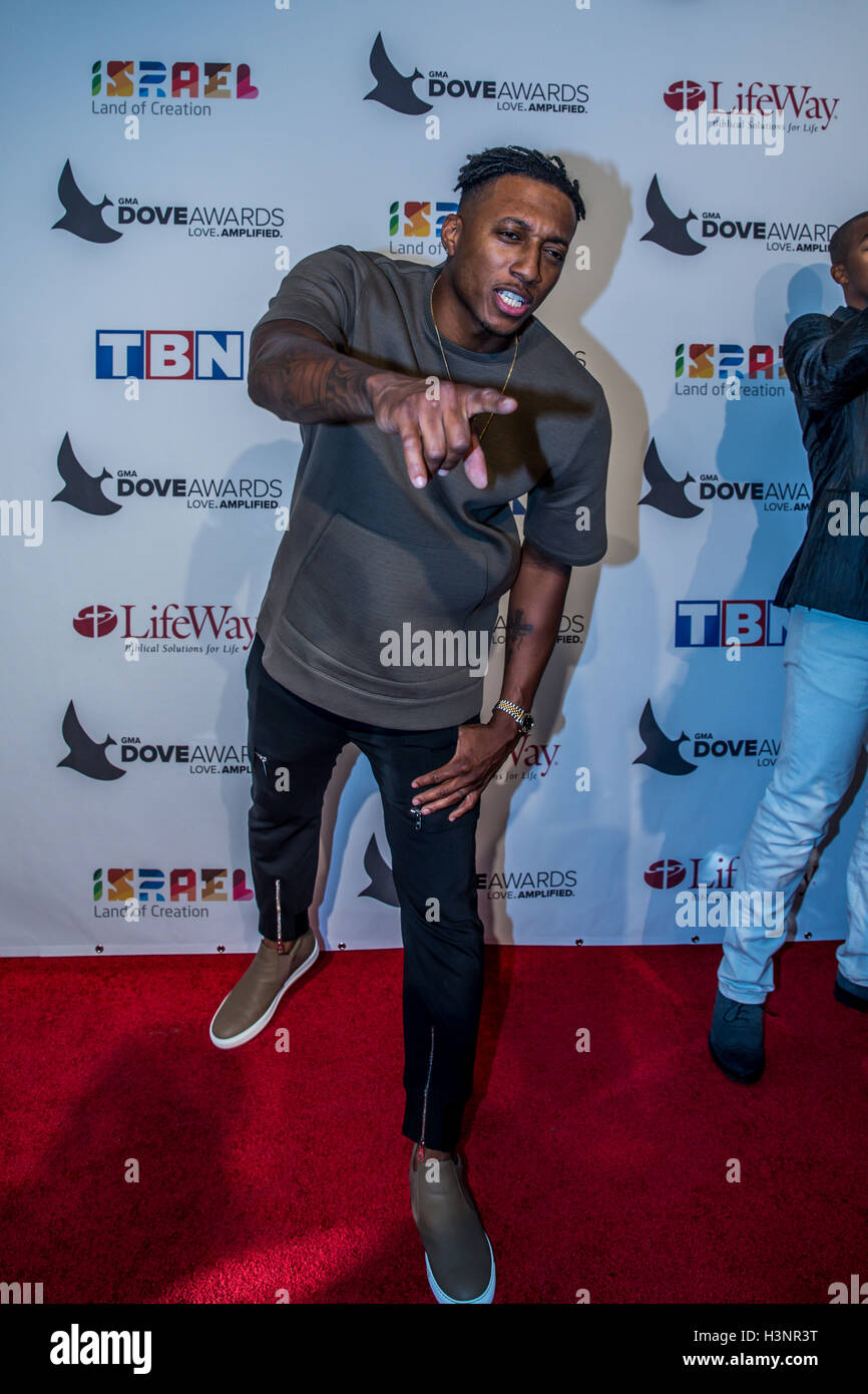 Nashville, Tennessee, USA. 11th Oct, 2016. Lecrae at the 47th Annual GMA Dove Awards in Nashville, TN at Allen Arena on the campus of Lipscomb University. The GMA Dove Awards is an awards show produced by the Gospel Music Association. © Jason Walle/ZUMA Wire/Alamy Live News Stock Photo