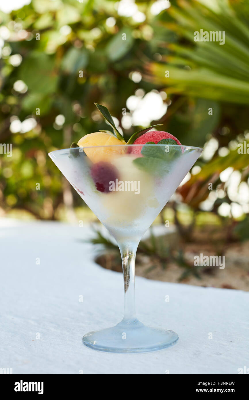 Ice cream with fruit toppings Stock Photo Alamy