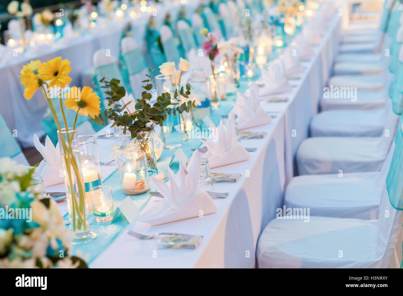baby blue and yellow wedding theme