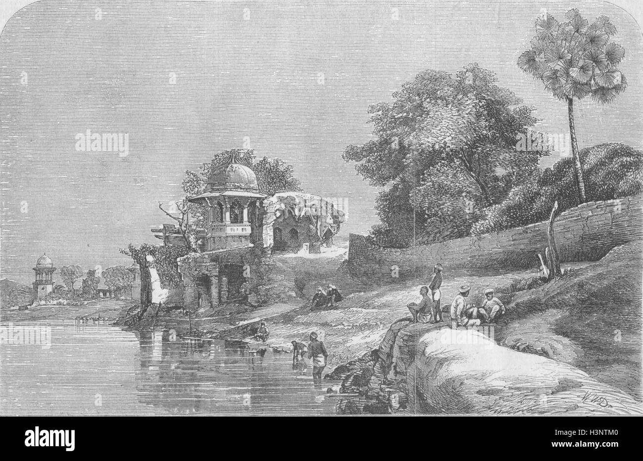 INDIA View on the Yamuna 1858. Illustrated Times Stock Photo