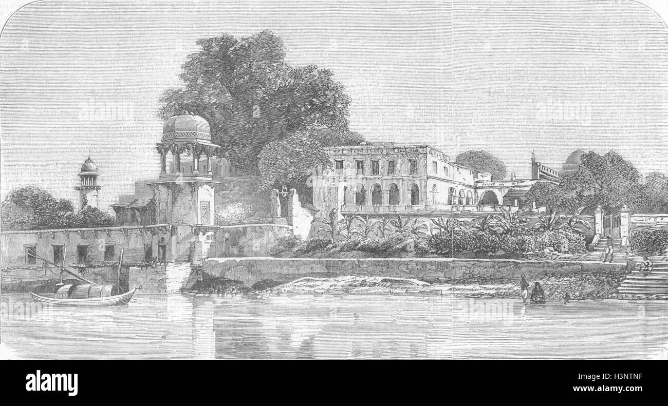 INDIA Banks of Yamuna 1857. Illustrated Times Stock Photo