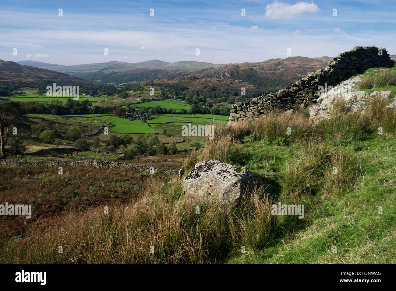 Duddon Valley from trackway to Seathwaite tarn, Lake District Stock