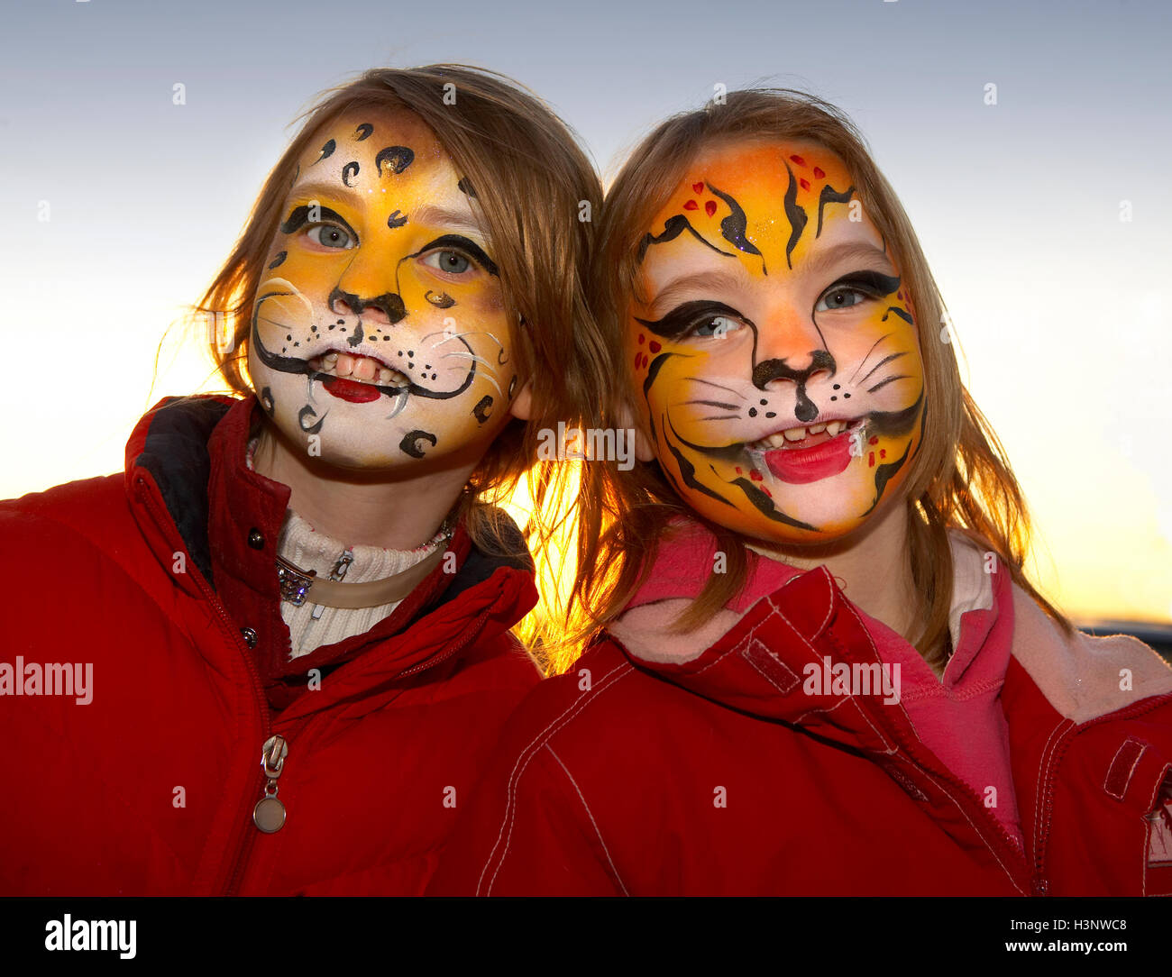 Girl with tiger face painting hi-res stock photography and images - Alamy