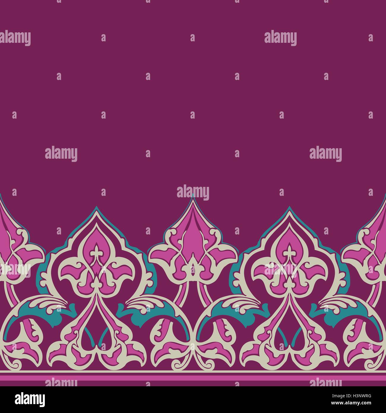 Vector ornate seamless border in Eastern style. Outline element for ...