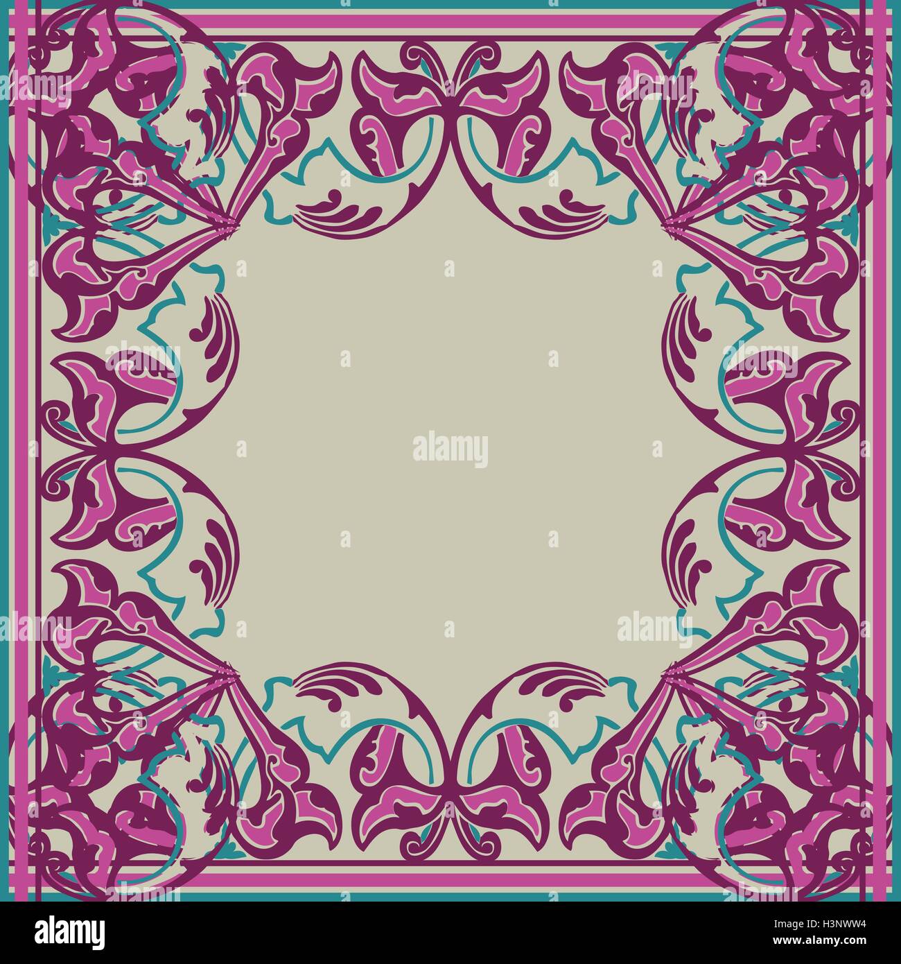 Vector ornate frame in Eastern style. Gorgeous element floral for ...