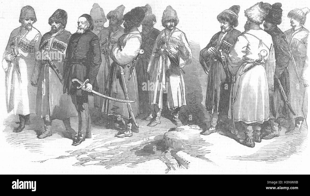 TRIBAL Deputation of circassian chiefs to sultan 1856. Illustrated London News Stock Photo
