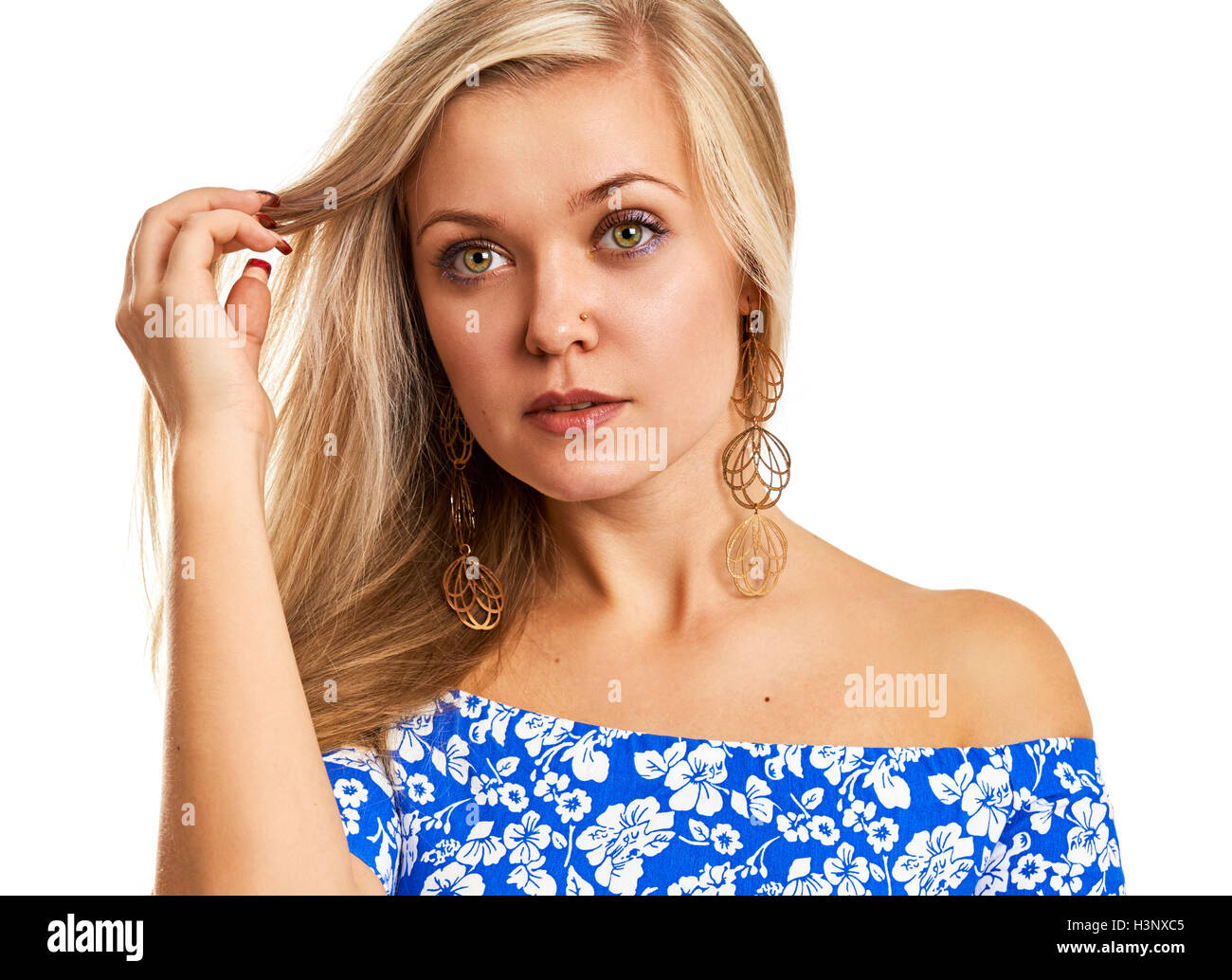 Portrait of beautiful young woman on a white background Stock Photo - Alamy