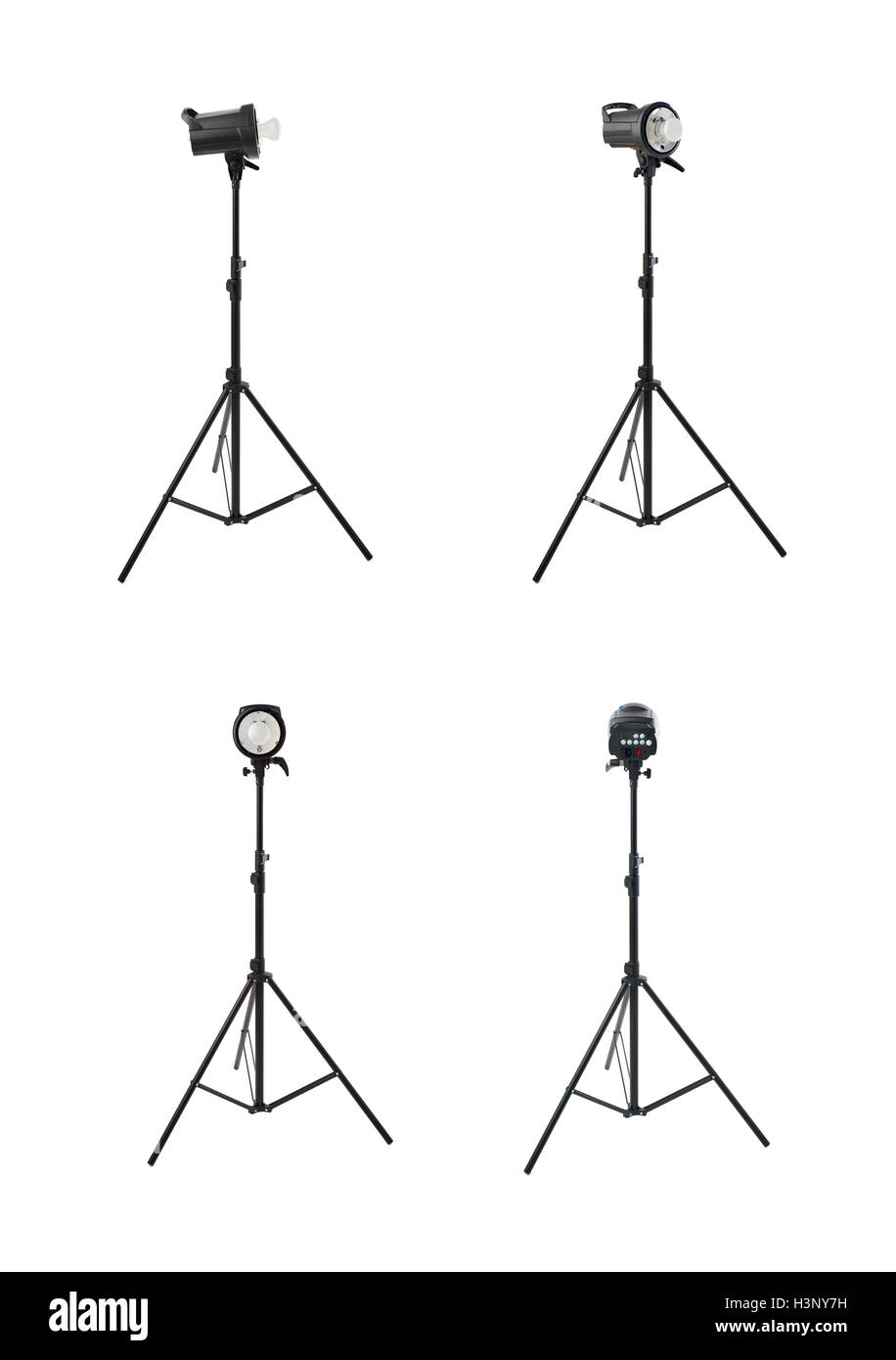 Set of Studio flash on a stand over isolated white background Stock ...