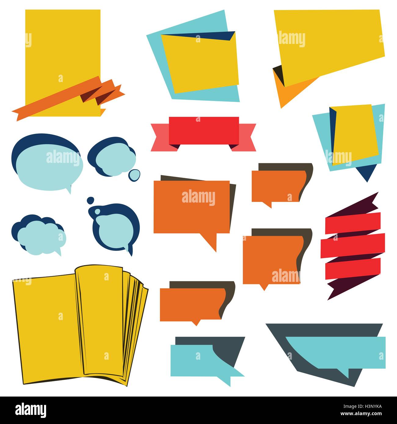 Vector set announcement banner, stickers and labels with ribbons of ...