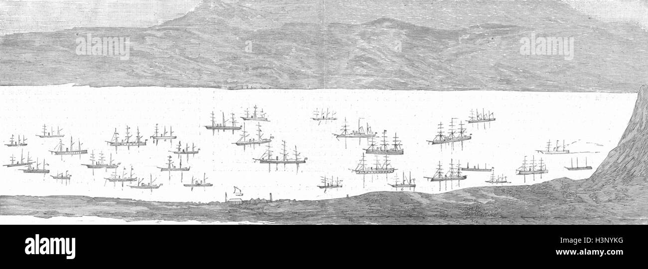 CRETE Fleets of great powers, Suda Bay 1886. The Graphic Stock Photo