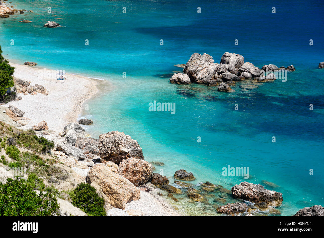 Vouti Beach Kefalonia Map Vouti Beach, Kefalonia Island, Greece. People Relaxing At The Beach. The  Beach Is Surrounded By Flowers Stock Photo - Alamy
