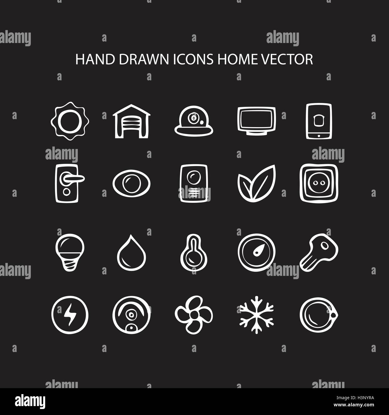 Set of web thin lines icons home vector illustration of black ...