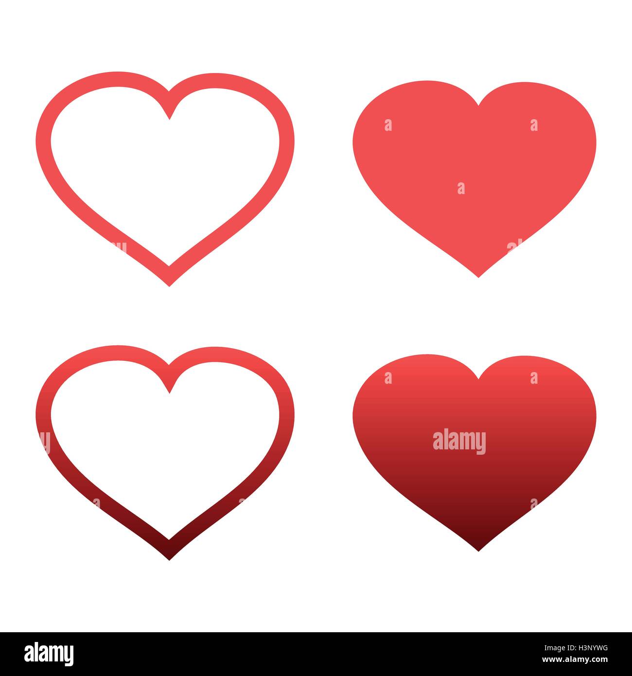 Different abstract red heart icons set on white background Stock Vector ...