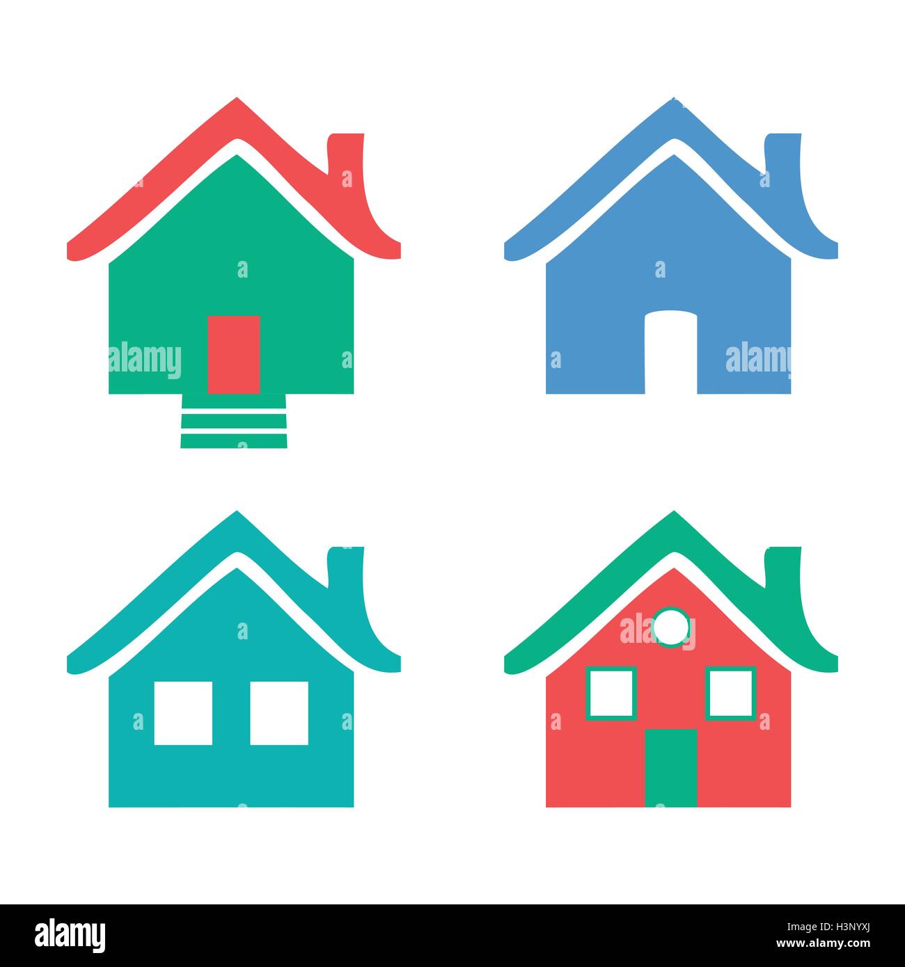 Colorful flat icons Homes isolated vector illustration Stock Vector ...