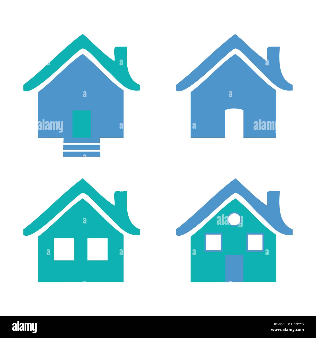Colorful flat icons Homes isolated vector illustration Stock Vector ...