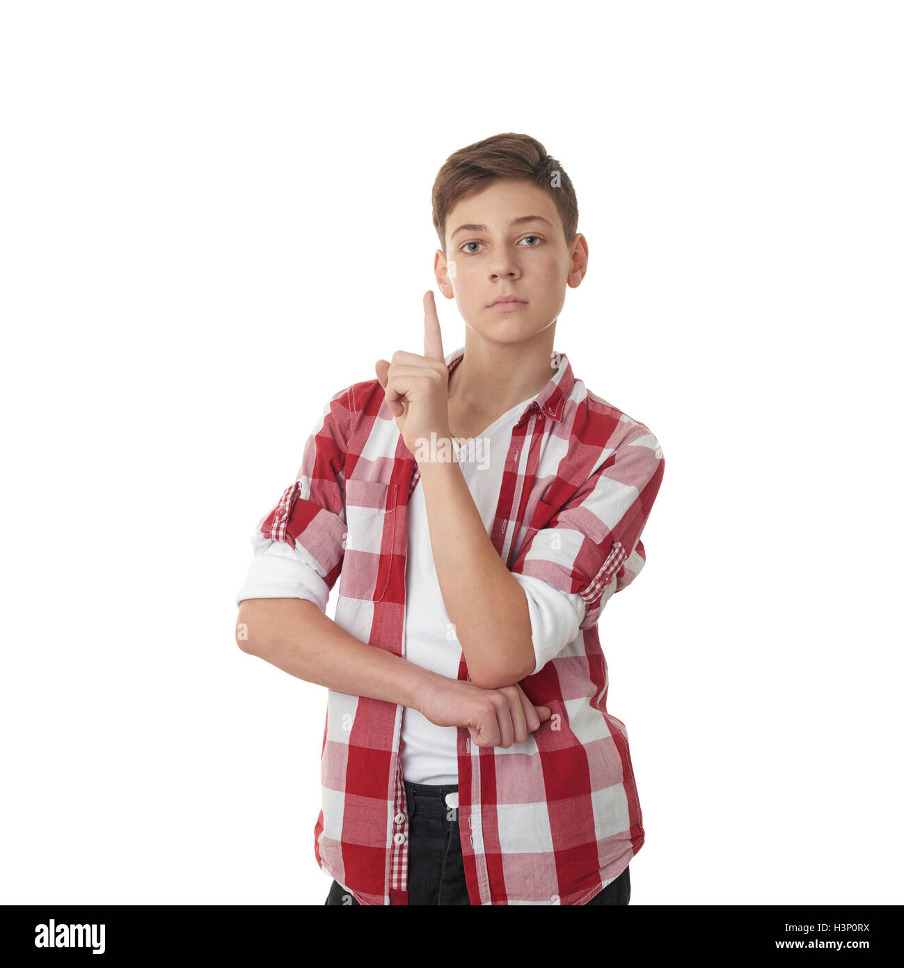 Cute teenager boy over white isolated background Stock Photo