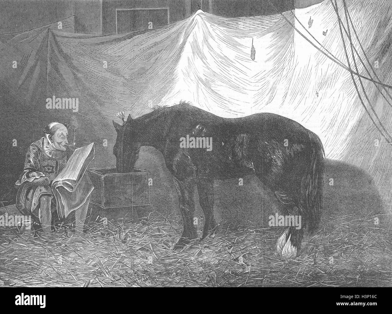 CIRCUS Behind the scenes 1870. Illustrated London News Stock Photo