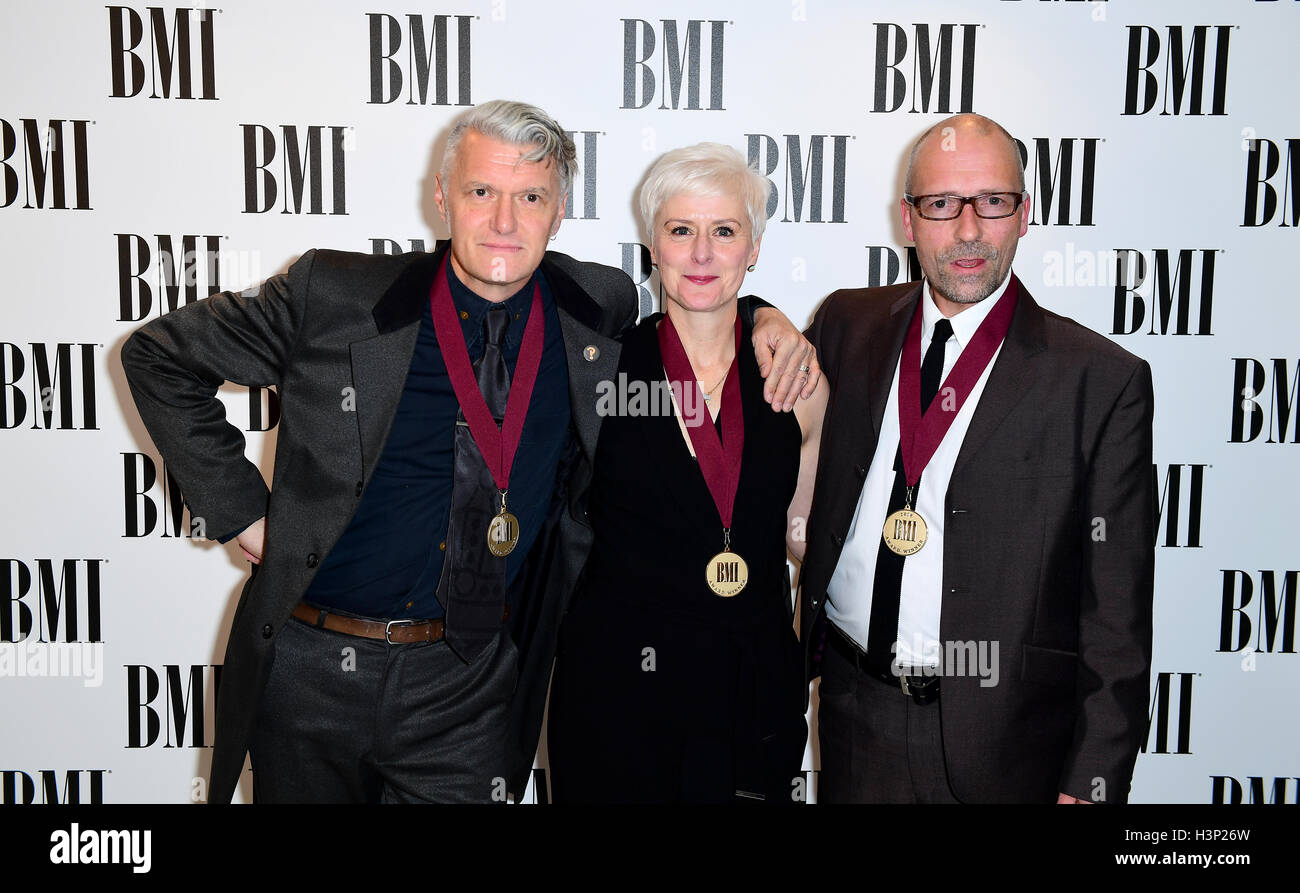 Chumbawumba attending the BMI London Awards at the Dorchester Hotel, London. PRESS ASSOCIATION Photo. Picture date: Monday 10th October, 2016. Photo credit should read: Ian West/PA Wire. Stock Photo