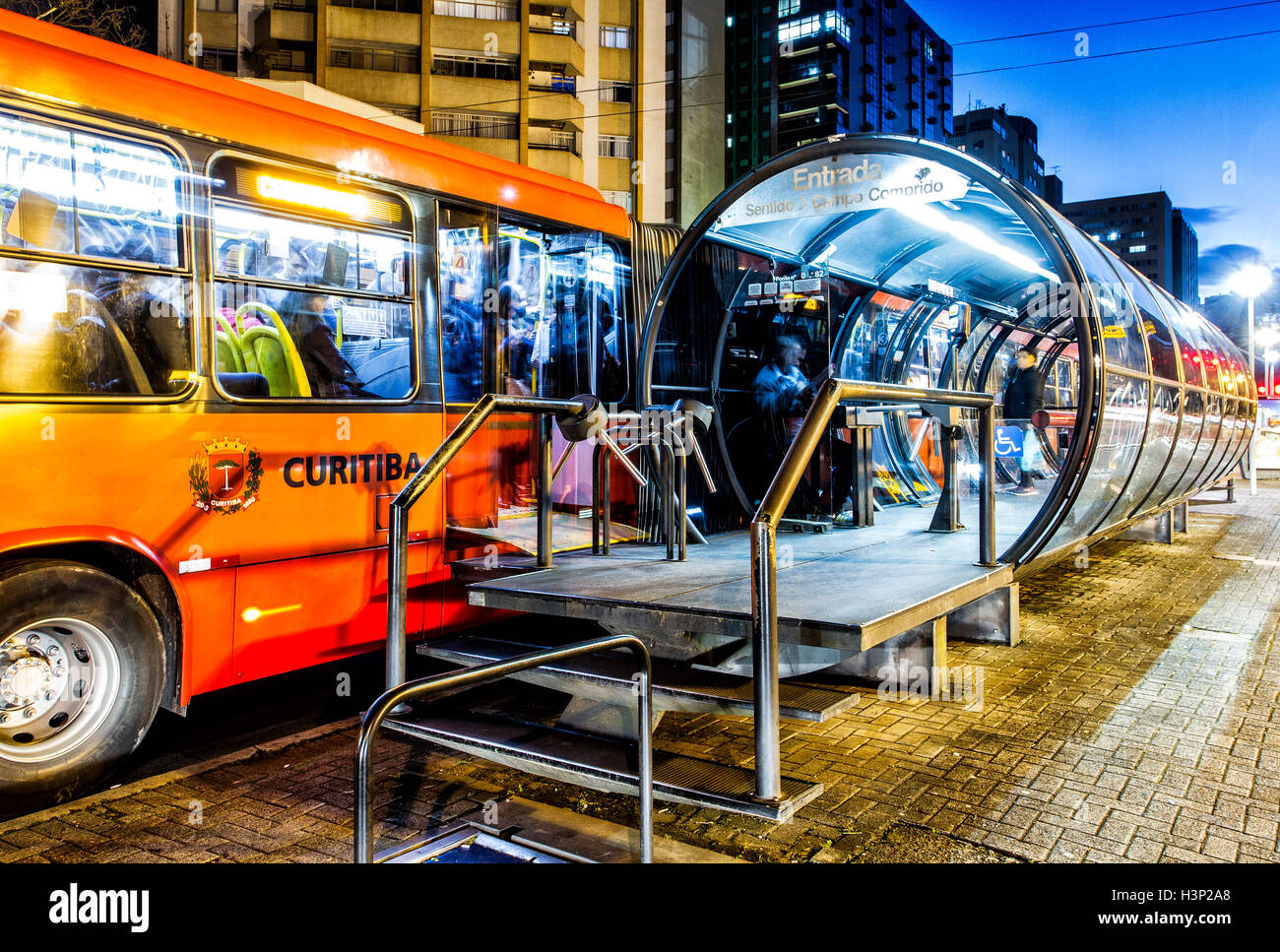 Tube bus stop. Curitiba, Parana, Brazil Stock Photo Alamy