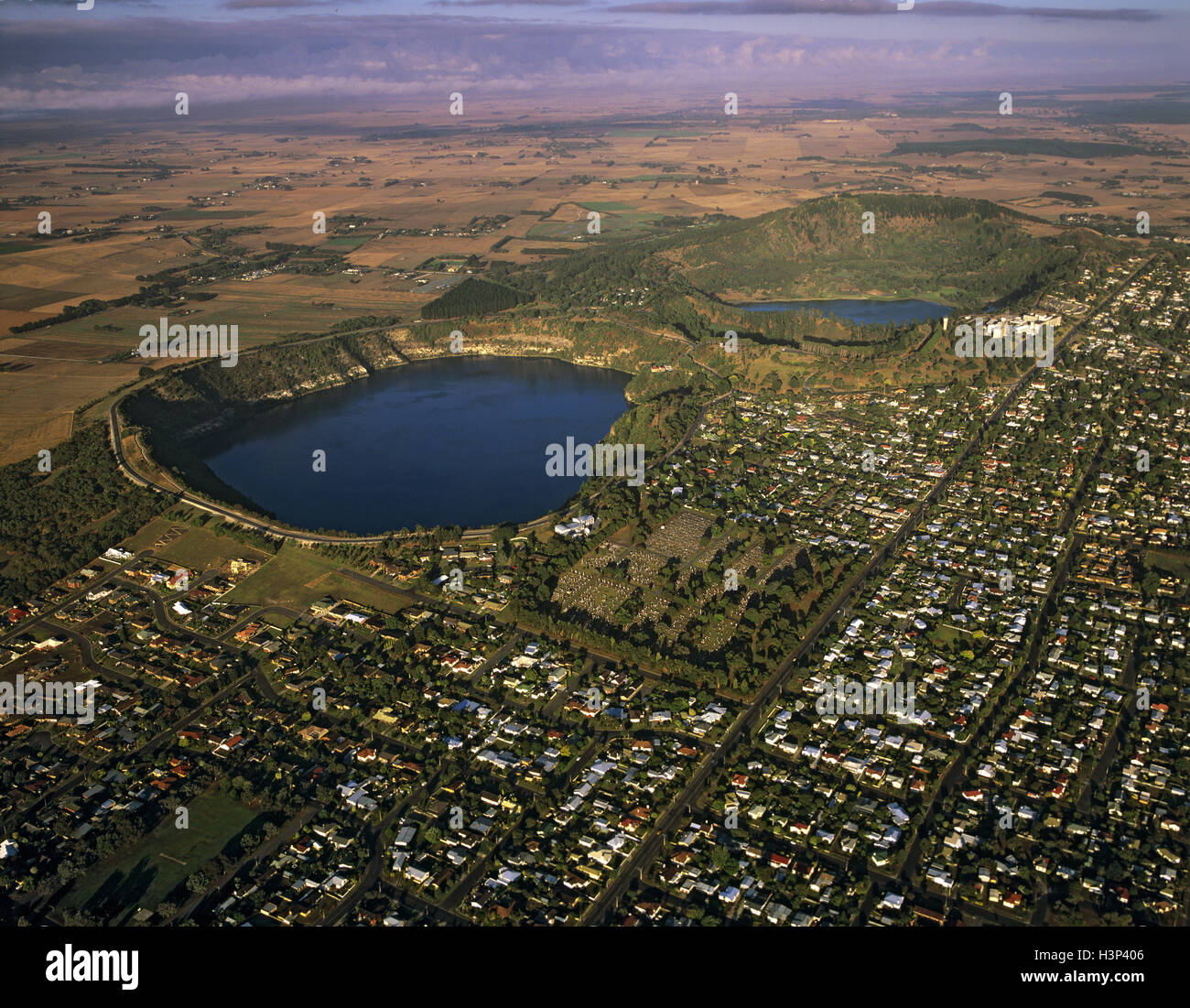 Mount Gambier and Blue Lake Stock Photo