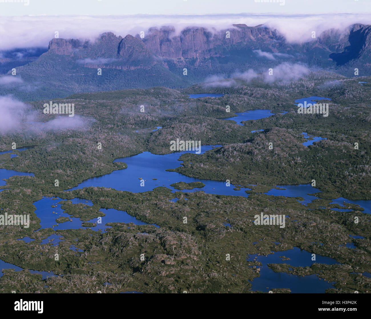 Traveller Range, Orion Lakes with Du Cane Range, Mount Geryon and the Acropolis beyond, Stock Photo